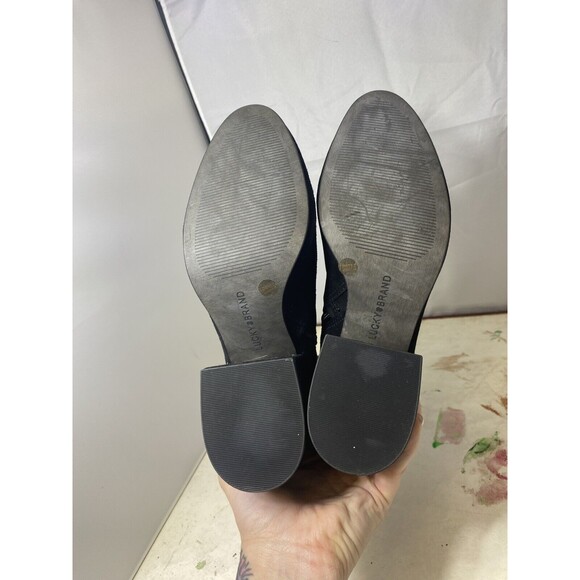 Lucky Brand Rainns Bootie Ankle Boots Chunky Heel Black Suede Size 7.5 M - Picture 5 of 10